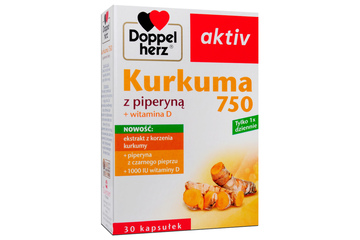 DOPPELHERZ AKTIV KURKUMA 750 Z PIPERYNĄ + WITAMINA D 30 kapsułek